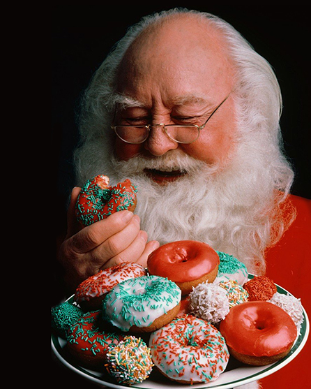 Santa eating donuts